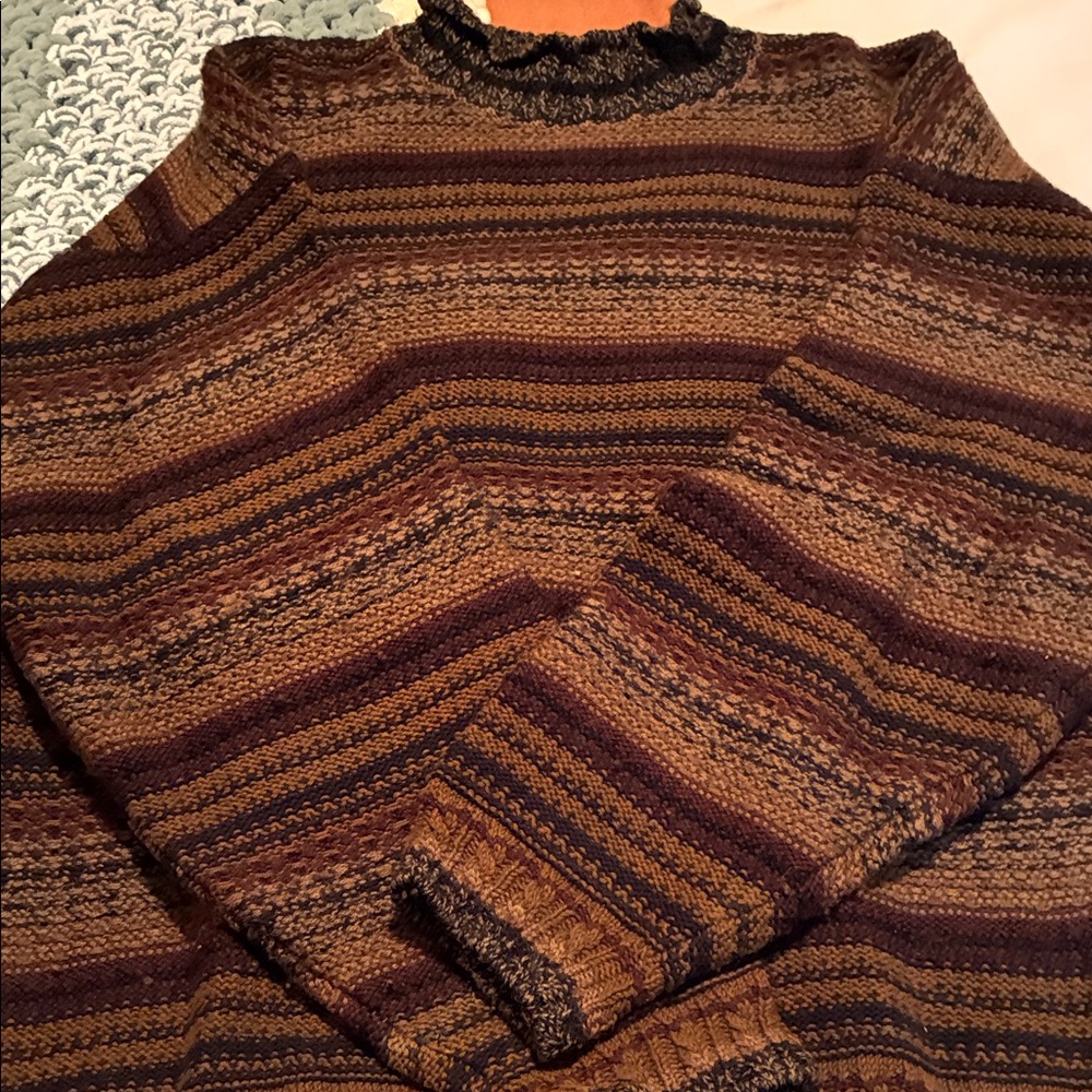 Joseph Aboud Men’s Multicolor Brown Striped Crewneck Sweater